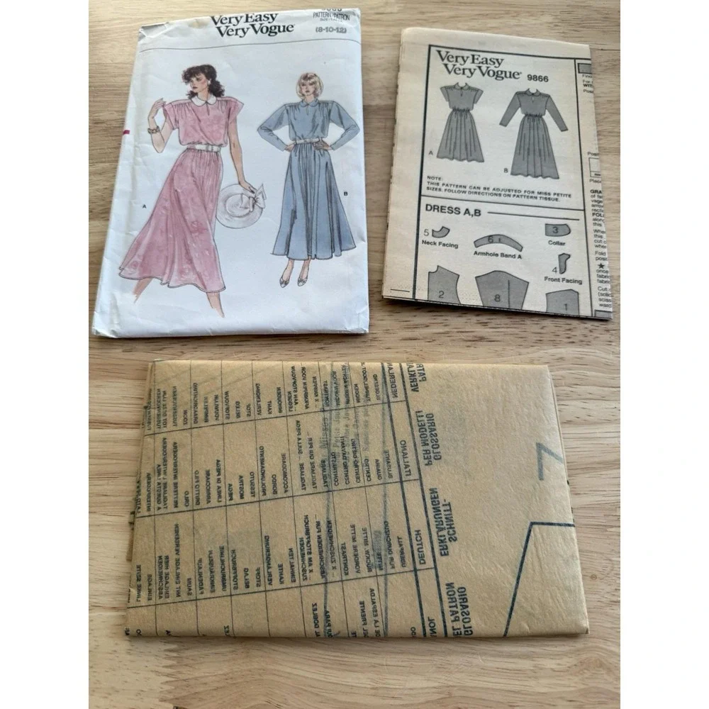Vogue Pattern 9866 Misses'/ Misses' Petite Pullover Dress Size 8 10 12 Uncut FF - Picture 4 of 4